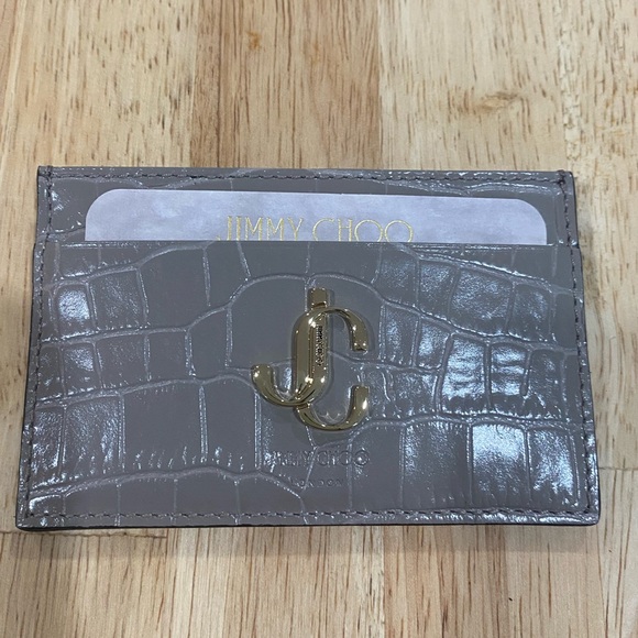 Jimmy Choo grey Cros embossed card slot BNWOT - Picture 4 of 8